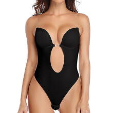 Modelador corporal invisível sem costas, com controle abdominal sem costuras, tecido elástico, design com abertura na virilha e fecho ajustável