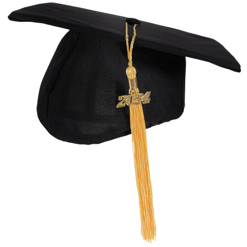 3Pcs Graduation Cap with Tassel Black Polyester Comfortable Fit 2