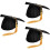 3Pcs Graduation Cap with Tassel Black Polyester Comfortable Fit 6