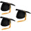 3Pcs Graduation Cap with Tassel Black Polyester Comfortable Fit 7