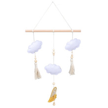 Baby Cloud Mobile Rattle Toy for Crib, Beech & Wool, 42x28cm