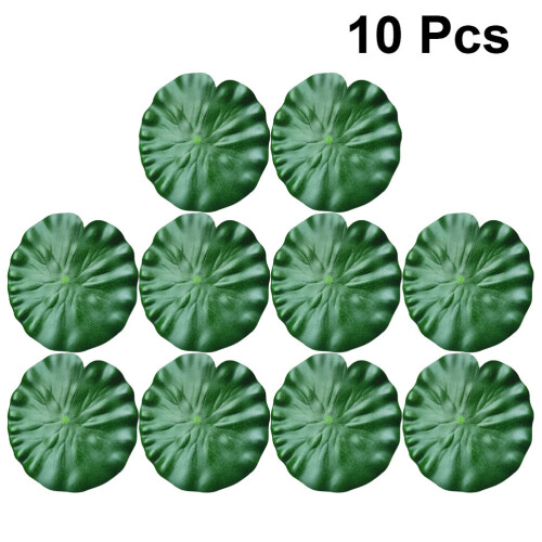 10Pièces De Lotus Simulées Vertes Pour Déco Étang Aquarium 1