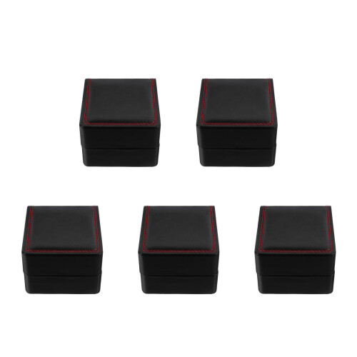 5Pcs Watch Storage Box Black PU Display Case for Men 1