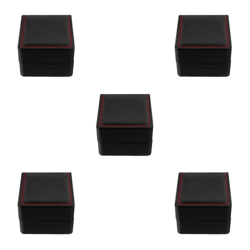 5Pcs Watch Storage Box Black PU Display Case for Men 2