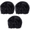 3Pcs Black Women Sleeping Cap Solid Color Hair Care Hat 3