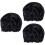 3Pcs Black Women Sleeping Cap Solid Color Hair Care Hat 6