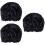 3Pcs Black Women Sleeping Cap Solid Color Hair Care Hat 7