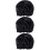 3Pcs Black Women Sleeping Cap Solid Color Hair Care Hat 8