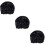 3Pcs Black Women Sleeping Cap Solid Color Hair Care Hat 9