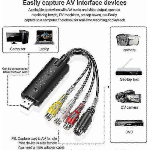 Adattatore convertitore da VHS a USB e DVD, convertitore audio video digitale per Windows 10/8/7 1