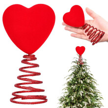 Glitter Red Heart Mini Tree Topper Spiral Base 1pc