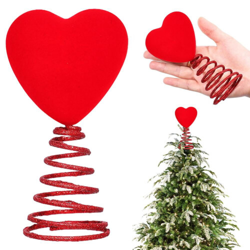 Glitter Red Heart Mini Tree Topper Spiral Base 1pc