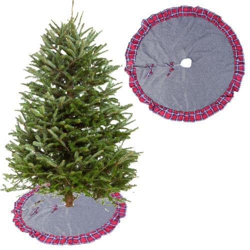 Saia de árvore de Natal de camada dupla, decoração clássica com padrão requintado e belo acabamento (48 polegadas) 1