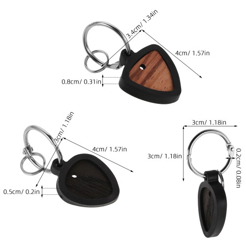 2Pcs Assorted Color Guitar Pick Holder Case Wood Keychain Organizer 1