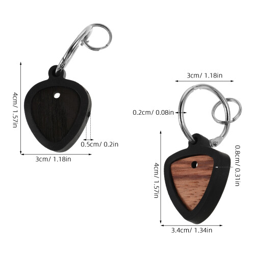 2Pcs Assorted Color Guitar Pick Holder Case Wood Keychain Organizer 2