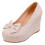 Willtoo Women's Bow Platform Wedge High Heels Ankle Strap Pumps Beige 2