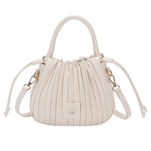 (Creamy-white) Women's Drawstring Bucket Bag Shoulder Handbag with Detachable Straps, Fashionable & Spacious Tote