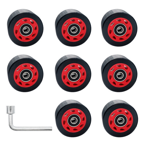 2Sets Double Row PU Roller Skates Wheels Black for Rough Surfaces 1