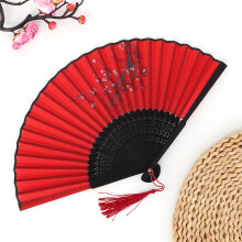 Handheld Fans Silk Folding Foldable Fans Vintage Bamboo Frames Chinese Japanese Fans for Dancing Cosplay Wedding Party Props Decoration
