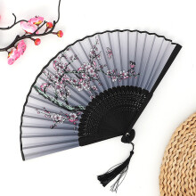 Handheld Fans Silk Folding Foldable Fans Vintage Bamboo Frames Chinese Japanese Fans for Dancing Cosplay Wedding Party Props Decoration