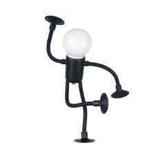 (Black) Shape Changing LED Bedside Lamp with Suction Cup, Funny Night Light, Soft Glow DIY Cute Bulb Man Mini Night Light
