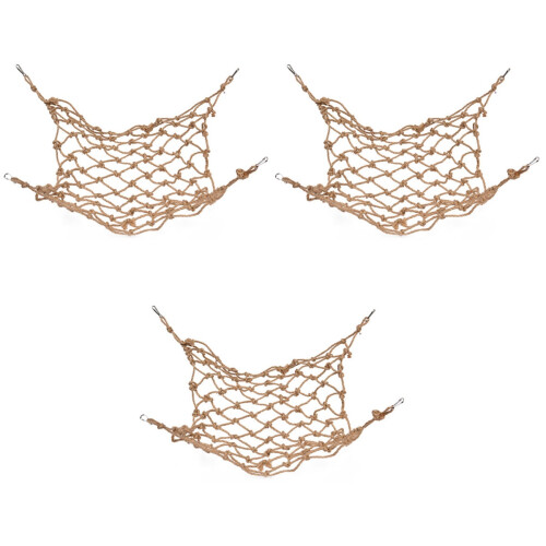 3Pcs Bite-Resistant Pet Climbing Nets Light Brown Parrot Hanging Nets 2