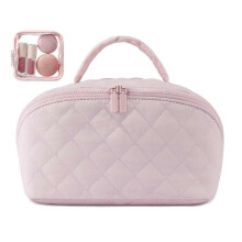 (Pink) Portable Cosmetic Travel Organizer Bag, Stylish Design with Multiple Compartments, Perfect Gift & Travel Companion, Makeup Pouch