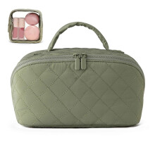 (Green) Portable Cosmetic Travel Organizer Bag, Stylish Design with Multiple Compartments, Perfect Gift & Travel Companion, Makeup Pouch