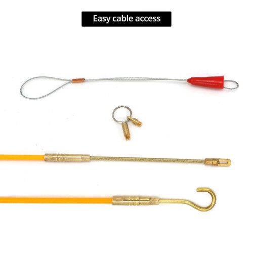 10Pcs Fiberglass Wire Cable Push Puller Running Rods Fish Pulling Kit Wall Electrical Wires With Hook Rods Tool Accessory 1
