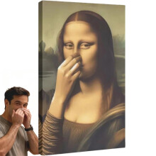 Mona Lisa Bathroom Art, Mona Lisa Holding Her Nose Picture Poster, Humor Whimsical Funny Home Decor Bathroom Wall Art(Framed 7.8x11.8in)
