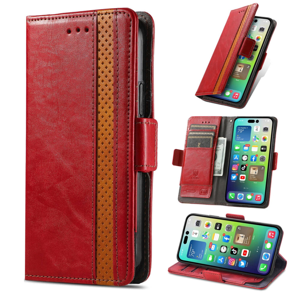 Leather Wallet Phone Case Compatible With Samsung Galaxy S24 Ultra, S24fe, S23 Ultra, S23fe, S22, S21 Ultra, S20 Â Card Holder & Zipper 9422877521142