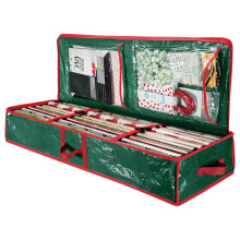 Christmas Gift Wrap Organizer Bag with Pockets, Fits 24 Rolls, 41"x14"x6", Green – Compatible with Xmas Accessories