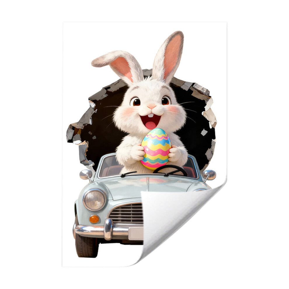 Easter Rabbit Breakthrough Wall Sticker, Realistic Broken Wall Effect Decal For Door, Window, Wall, Fridge Â Compatible With Easter Decor 9485826759447
