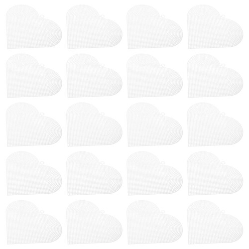 60Pcs White Heart-Shaped Pe Mesh Canvas for Needlepoint Crafts 1
