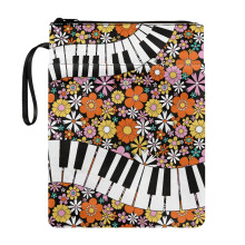 8.66 x 11.42 Polyester Fabric Zipper Bag - Book Organzoer Holder for Paperbacks Hardcover Notebook Bible Journal Textbooks, Travel Piano Keys