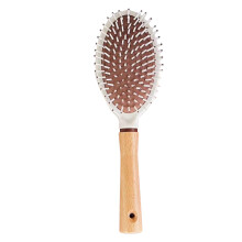 Cushion Hair Brush Minimalist Prevent Static Detangling Massage Brush with Wooden Handle for Home Hair Salon Oval 24*7cm