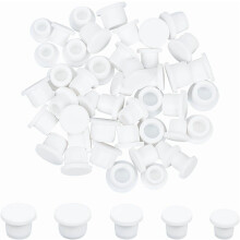 50PCS Silicone Salt & Pepper Shaker Stoppers (5 Sizes: 10-14mm), Reusable White Round End Covers for Bottles, Pipes, Flower Pots