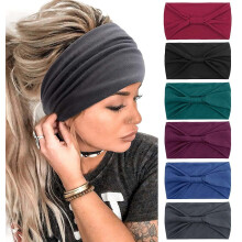 JOR 6PCS Wide Headbands for Women Non-Slip Headwraps Yoga Running Sports Workout Gym Turbans Bandana Headbands