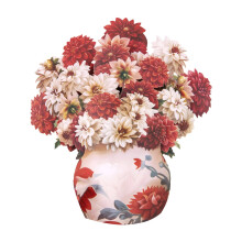 3D Handmade Vase Pop-Up Greeting Card with Paper Flowers