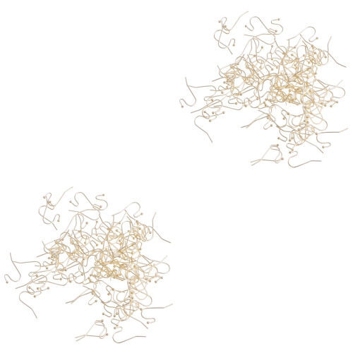 200Pcs Golden Silver Ear Wire Hooks Earring Findings with Spring Ball 2