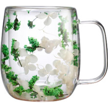Double-walled glass tea cup (with handle), transparent double-walled glass tea latte coffee cup, borosilicate glass tea cup.