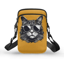 (Nur Tasche) Umhängetasche aus Polyester, Vintage-Crossbody-Tasche, cooles Katzenmotiv