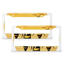 Bee-Design Yellow Stripe License Plate Covers Aluminum