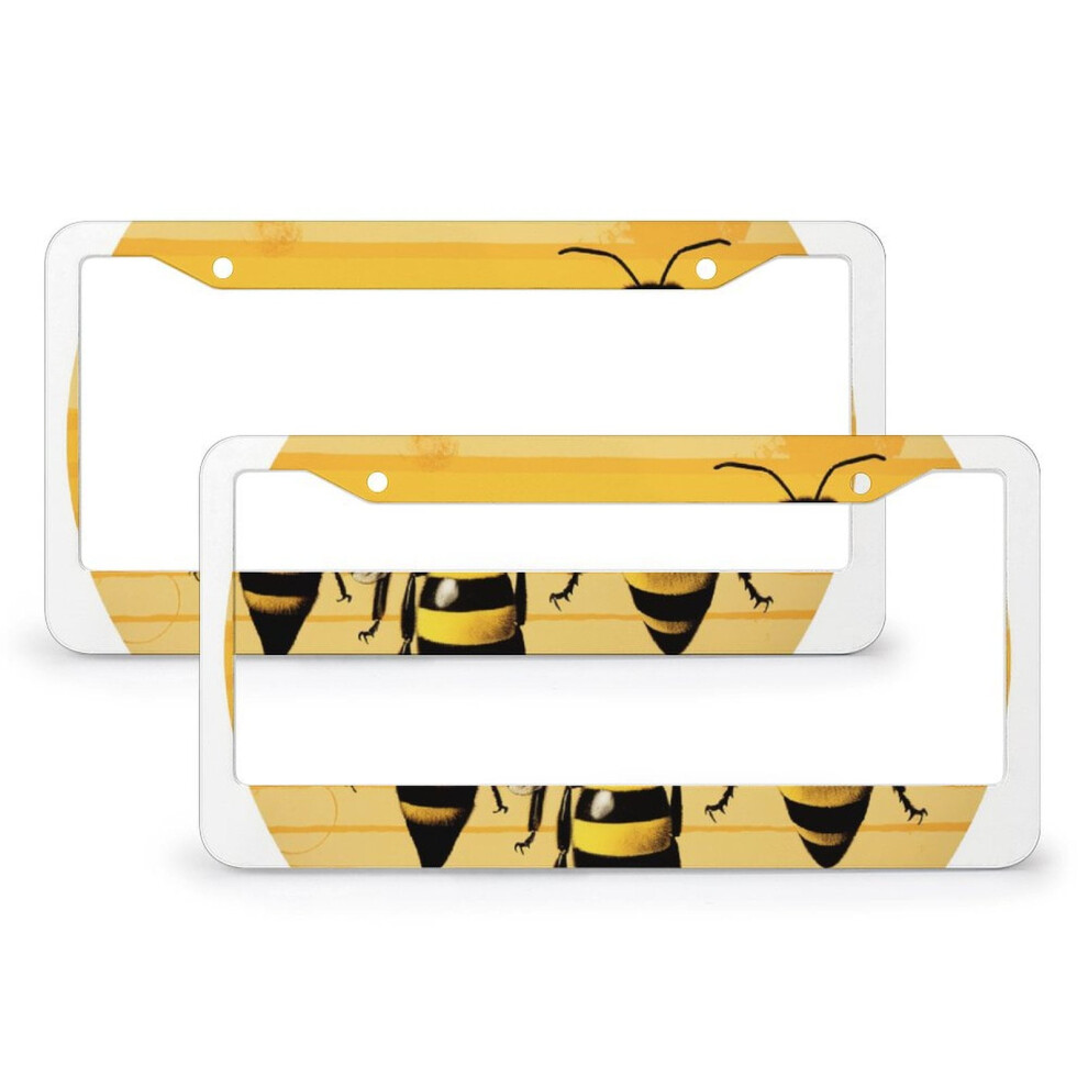 Bee-Design Stripe License Plate Covers, 2-Pack Aluminum Frames Compatible With Us Standard Plates Yellow 9193271970323