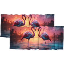 Pink Flamingo Tropical Valance Curtains 54x18 in 2 Panel
