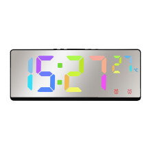LED Digital Alarm Clock with Mirror & Large Display, 5 Brightness Levels, 12/24H, Modern Desk Clock for Bedroom/Home Office – Compatible with Home