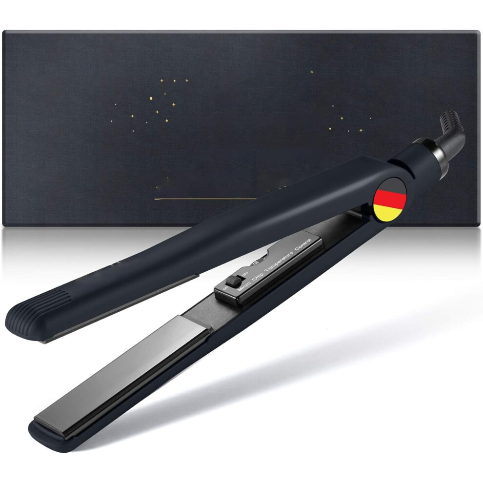 Ceramic Tourmaline Hair Straightener, 1 inch, Adjustable Temperature, Dual Voltage, Black