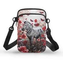 Kleine Umhängetasche mit Zebra-Schmetterlings-Design für Damen, verstellbarer Schultergurt, ideal für den täglichen Gebrauch, zweilagig.