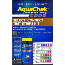 Select Connect 7-Way Pool & Spa Test Strips Kit – pH, Cl, Br, Alk, Hardness, CYA (50 strips), compatible with Select Connect