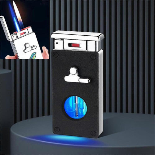 Smart Induction Butane Lighter Multiple Ignition Modes Refillable Butane Transparent Fuel Window Windproof Blue Flame Portable Electronic Lighter